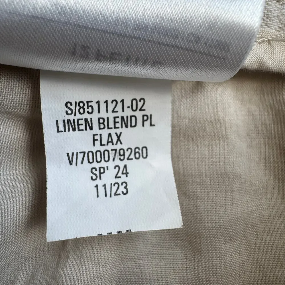 Banana Republic Wide Leg Linen Pants Flax Beige Pleated Trouser Workwear